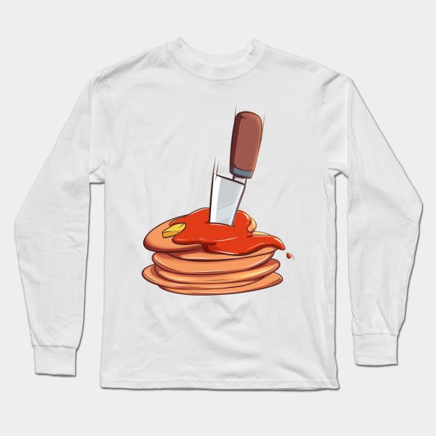 Cut Knife Pancake Halloween Cute Food Long Sleeve T-Shirt by hitoridraws